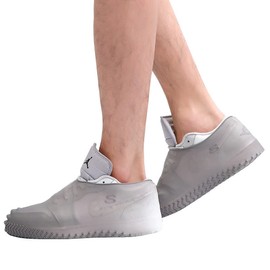 WHYJJQIAN Fundas de silicona impermeables para zapatos, reutilizables, antideslizantes, de goma para la lluvia, protectores de zapatos de ciclismo al aire última intervensión con suela antideslizante para hombres, mujeres y niños (extragrande, gris)