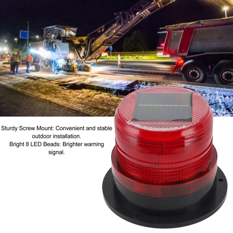 Solar Beacon Light Caution Light 8 LED Dusk to Dawn