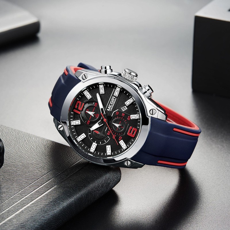 MEGIR 2063 Multifunctional Luminous Chronograph 3ATM Waterproof Men's Sports Watch