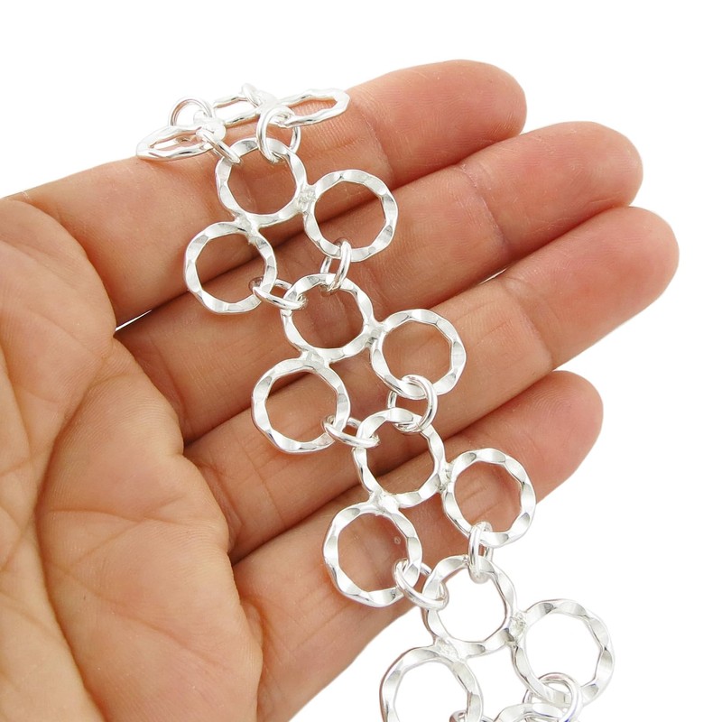 The Mexican Collection Wide Sterling Silver Circle Link Bracelet