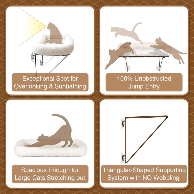 Zakkart Cat Window Perch - 100% Metal Supported from Below
