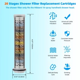 2 Pack Replacement Shower Filters 20 Stage Showerhead Filter for Hard Water