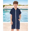 BesserBay Children's Short Sleeve Bath Poncho Hooded Surf Poncho Towel