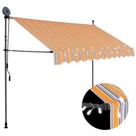 CHARMMA Retractable Awning Yellow and Blue Polyester with PU Coating,Steel,Window & Door Awnings-145851