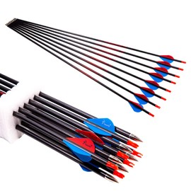 QunYing Archery Carbon Arrow 28 29 30 inch 300 340 350 400 Spine Practice Hunting Arrows for Compound Recurve Bow 12PCS-30 400 Spine