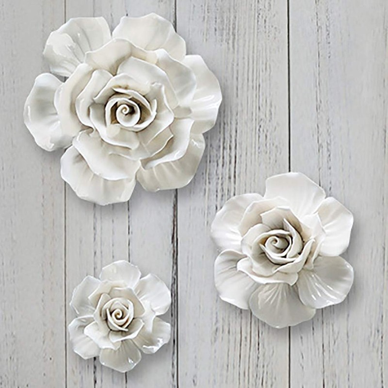 ALYCASO Rose Ceramic Flower Wall Décor Artificial 3D Flower Wall