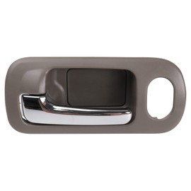 TRQ Front Left Interior Door Handle Chrome & Taupe Drivers Side Compatible with 2001-2005 Honda Civic