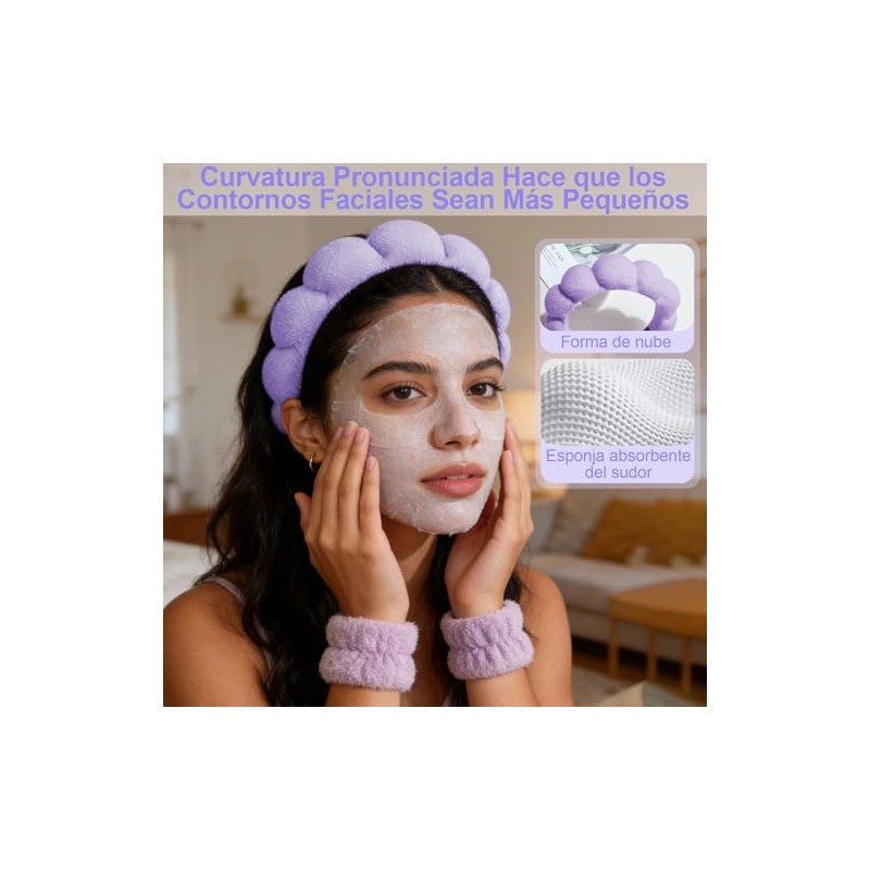 6 diademas skincare OVQZAW con muñequeras absorbentes de alta elasticidad