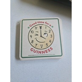 Guinness Beer Pub Coaster: GUINNESS Stout "Good Time for a Guinness" IRELAND Happy Clock