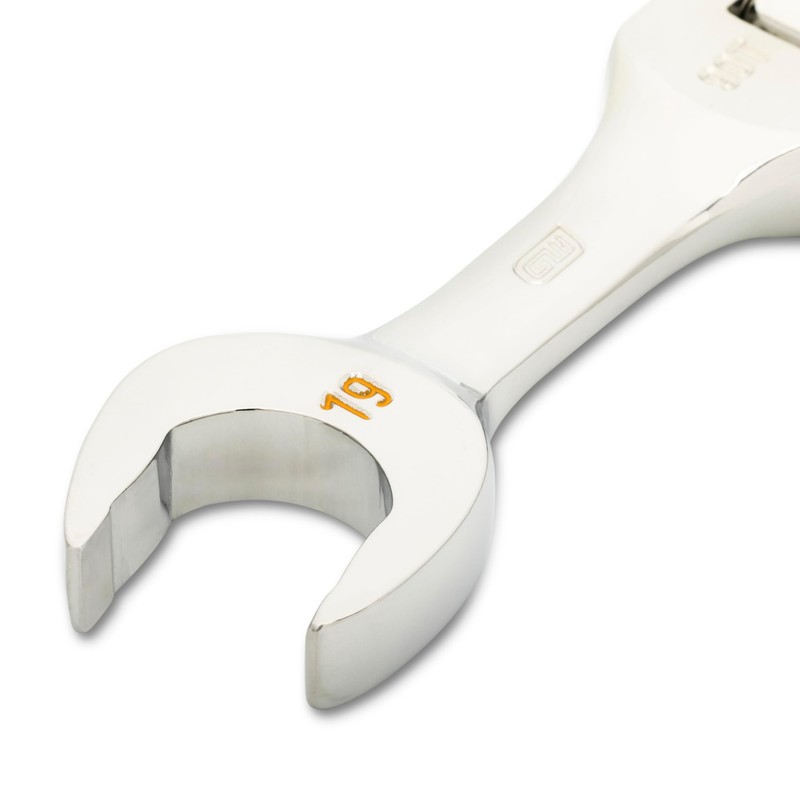 GEARWRENCH 19mm 90-Tooth 12 Point Stubby Flex Combination Ratcheting Wrench