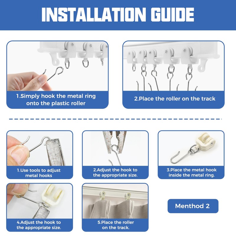 Pocysem Flexible Bendable Ceiling Curtain Track Roller Hooks Plastic Metal