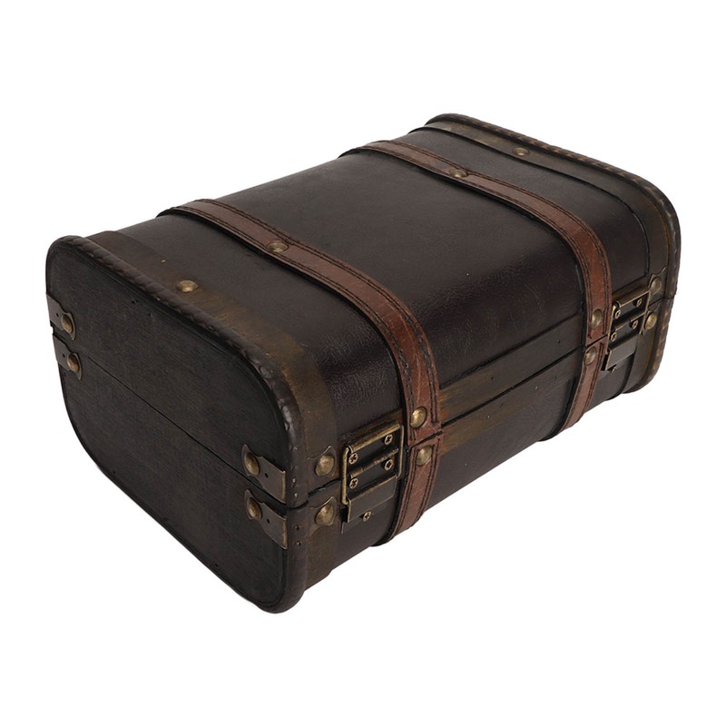 Retro Wooden Suitcase Home Party Artificial Leather Jewelry Necklace Storage