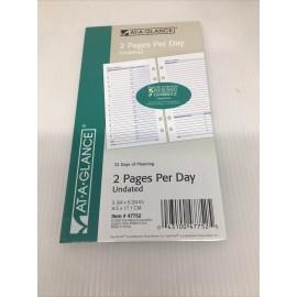 At-A-Glance #47752  2 Pages Per Day Refills 3 3/4 x 6 3/4, fits 6 ring 32 per pk
