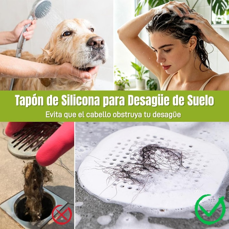Hopeway 4 PCS Tapón de Silicona para Desagüe de Suelo,Gris