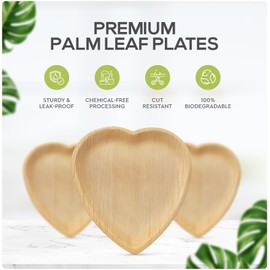 Koala love Palm Leaf Heart Shaped Bowls 6.5'' Bamboo Disposable Heart Dessert Plates Compostable Biodegradable 25 Piece Party pack For Catering, Charcuterie, Parties and Rabbits