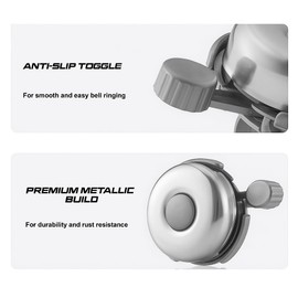 BYKING Bike Bell Retro, Vintage Bicycle Bell Adult For MTB and City Bike, Cycle Bell With Classic Sound, Bicycle Horn Replacement. (Grey)