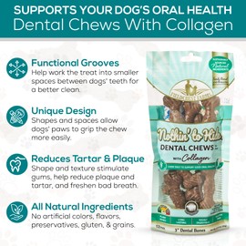 Fieldcrest Farms Dental Chews for Dogs, Bone (5inches, 6count Pack) – Tackles Plaque, Tartar, Promotes Dental Health – w/Collagen, Organic, Gluten-Free