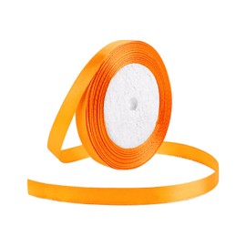 25 Yard Orange Satin Ribbon Roll, 3/8 Inch Fabric Ribbon for Craft Bows Rose Bouquet, Holiday Gift Wrapping, Party Decoration