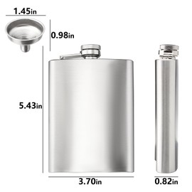 Drinking Flask 2 Pcs Stainless Steel and Flasks for Liquor 8 Oz Perfect for Outdoor Activities Camping (Stainless steel original color)