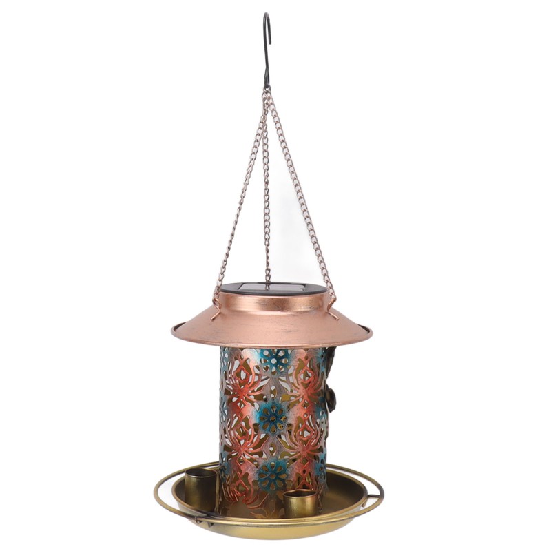 Solar Bird Feeder for Outdoors Hanging Exquisite Hollow Pattern Waterproof