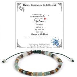 Miscarriage Bracelet Gifts for Women Her - Always in My Heart Morse Code Bracelets with Card Baby Loss Nature Stone Bracelet Jewelry Gifts for Mom Mother Daughter Girlfriend Wife Sympathy Memorial Anniversary‌