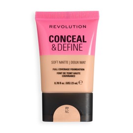 Revolution Conceal and Define Soft Matte Tube Foundation, Fondotinta Coprenza Totale Opaco, F7NC, 23ml