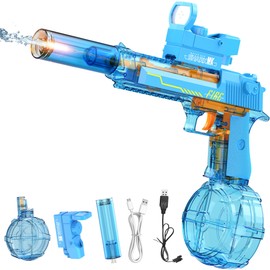 Automatic Electric Water Gun with Muzzle Flash,Powerful Squirt Guns Pistol for Adults Kids, Auto Water Blaster Pistol Outdoor Summer Toys for Pool Beach Party