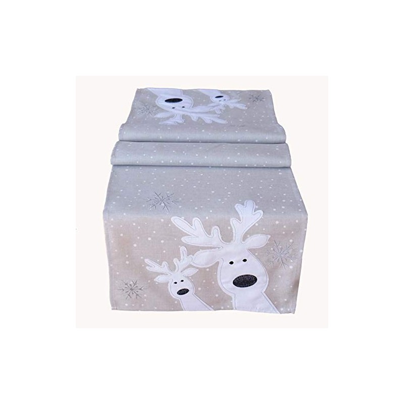 texpot Table Runner 40 x 140 cm Light Grey White