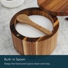 KITCHENDAO Acacia Wood Salt Cellar Bowl Box with Built-in Spoon