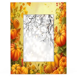 5x7 Picture Frame Thanksgiving Fall Pumpkin 5x7 Photo Frame Yellow Small Wooden Photo Frames Wall Mounting or Standing Table Top for Family farmhouse Baby Grandma Office Hotel Art Decoration