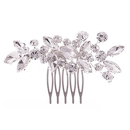 LAKJUOZ Bridal Wedding Hair Comb Crystal Hair Accessories, Bridal Hair Combs Silver Bridal Hair Pieces Crystal Headpiece Wedding Hair Accessories for Women and Girls (Silver)