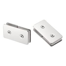 HARFINGTON Stainless Steel 180 Degree Glass Clamp, 2pcs for 8-12mm Thickness 180 Degree Double Side Square Frameless Glass Corner Clamp Bracket Clip for Shower Door, Bright Silver