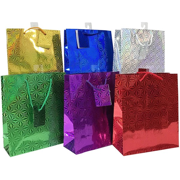 Allgala Premium Hologram Gift Bags, 9" MED, 12 Piece