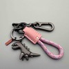 Aluminum Alloy Dinosaur Charm Paired with a Hand-woven Bracelet, Keychain