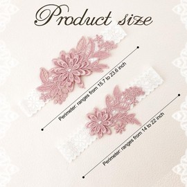 Deep Pink Garters for Bride 2 Pieces, Wedding Garter for Bride Elasticity Lace Garter, Pearl Floral Wedding Garter Set for Bride, Party Prom Garter Wedding Accessories for Brides Thigh Garter