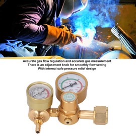 Welding Gas Gauge,Dual Pressure Welder Gas Regulator,Argon CO2 Regulator 0 to 4500PSI Brass TIG MIG Welding Regulator CGA580 15/16in Female Thread Inlet 1/4in Outlet Gauge