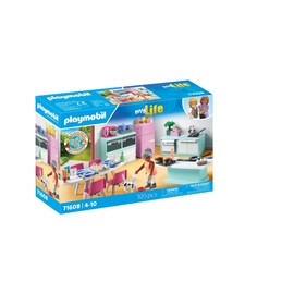 PLAYMOBIL MyLife 71608 Kitchen with Dining Area, Fully Equipped Kitchen for Detailed Replay, Made from Over 80% Recycled and Bio-Based Materials, Creative Toy for Children from 4 Years
