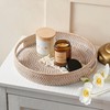 Medium Rattan Serving Tray 12" in Whitewash • Woven Serving