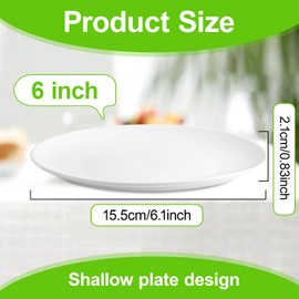 PLMMOUT 6 PCS White Dessert Plates, 6 Inch Ceramic Salad Plate, Round Appetizer Plates, Small Porcelain Serving Plate for Dessert Snack Appetizer Salad Dinner, Dishwasher Safe