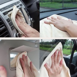 Vernerth 2 Pcs Chamois Leather 40x30cm – Natural Shammy Leather Cloth for Car Drying, Lint-Free & Streak-Free Absorbent Towel for Auto Detailing, Glass, Mirrors, Windows & Kitchen Use