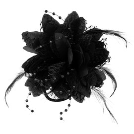 Women Fascinator Feather Flower Black Hair Clip Pin Brooch Corsage Bridal Hairband Cocktail Banquet Party Wedding Accessories