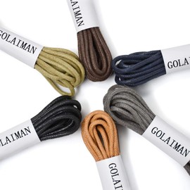 GOLAIMAN Waxed Dress Shoe Laces - Round Oxfords Shoelaces Leather Shoe Lace For Men Women - 36inch Black