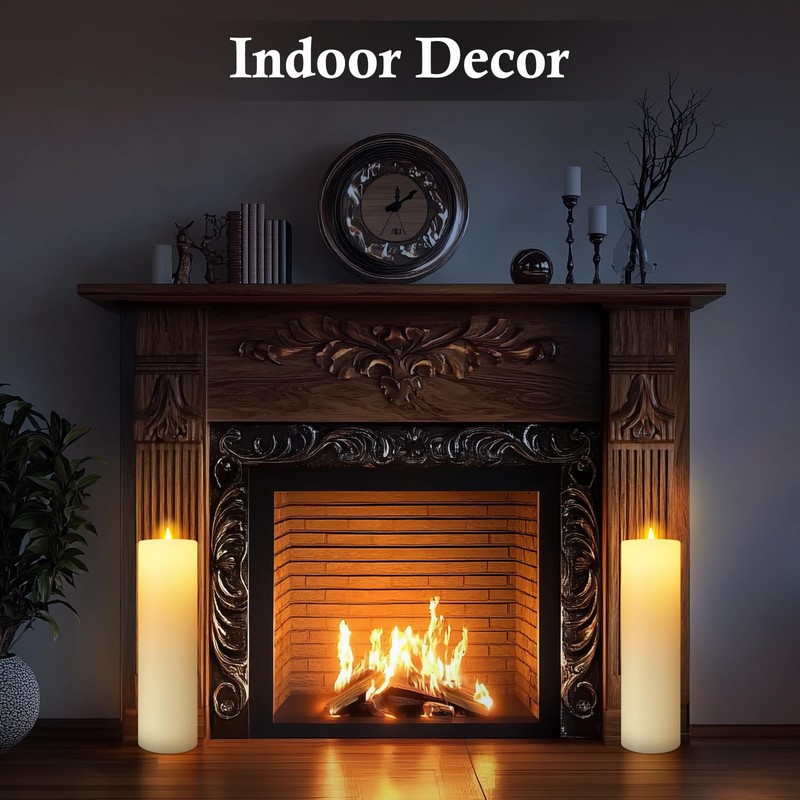 14" x 4" Large Outdoor Candles, Waterproof Flickering LED Flameless