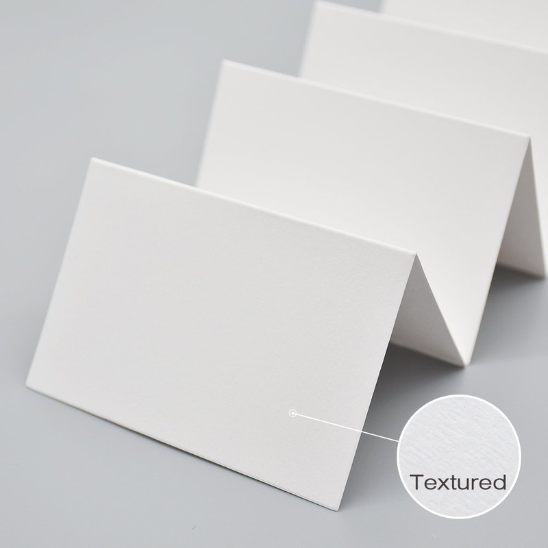 AZAZA 50 Pcs White Blank Place Cards - Textured Table