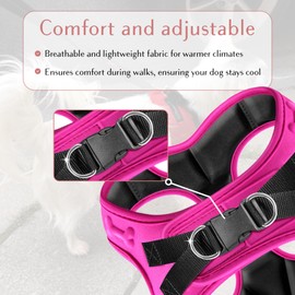 Warmer Weather Dog Harness - Comfortable & Adjustable Harness for Dogs - Simple to Put-on Soft Padded Dog Vest Harness for Small and Medium Dogs (Pink, Chest Size 14" - 16")