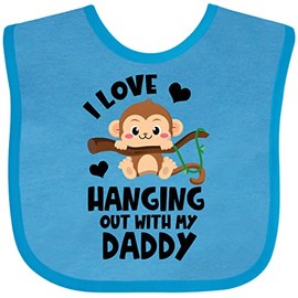 inktastic Monkey I Love Hanging Out with My Daddy Baby Bib Turquoise 3e944