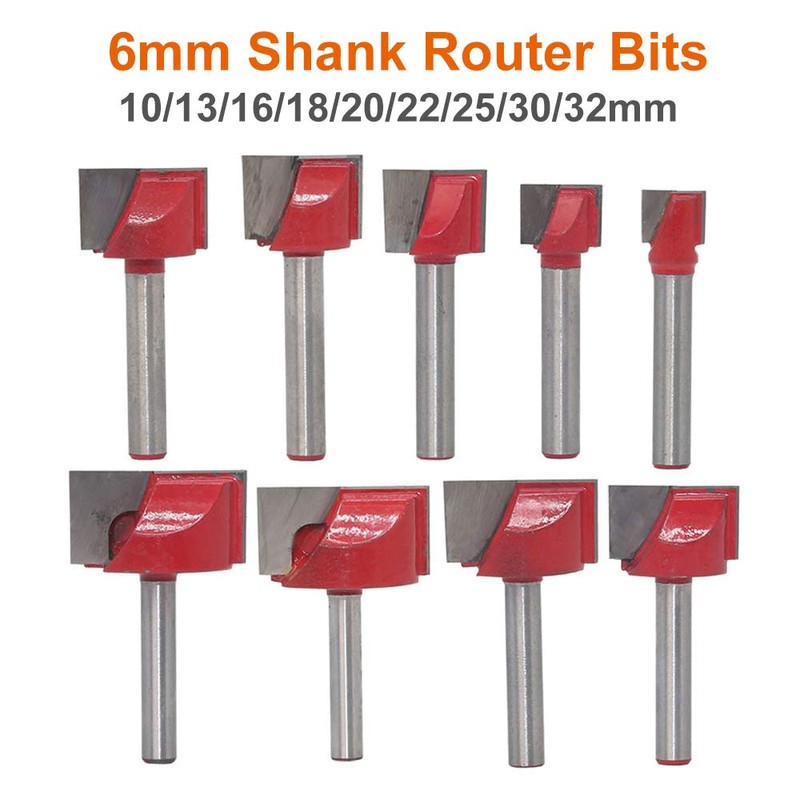 9Pcs/Set T-Slot Cutter, 6mm Shank Bottom Cleaning Bit CNC Router