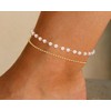 ASCOMY Anklets for Women 14K Gold Plated Ankle Bracelets for