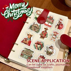 Bomichi Christmas Sticker Book, 36 Sheets 215 Pcs Journaling Scrapbooking Stickers for Journaling Scrapbooking Bullet Journals Planners Letter Card Making Collage Art Crafts Water Bottle