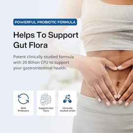 Lactobacillus Reuteri Probiotic 20 Billion CFU - L Reuteri Probiotic - Highest CFU Count, Gut Health, Yogurt Starter Culture, Probiotic With Prebiotic FOS, Made In Canada, 60 Capsules